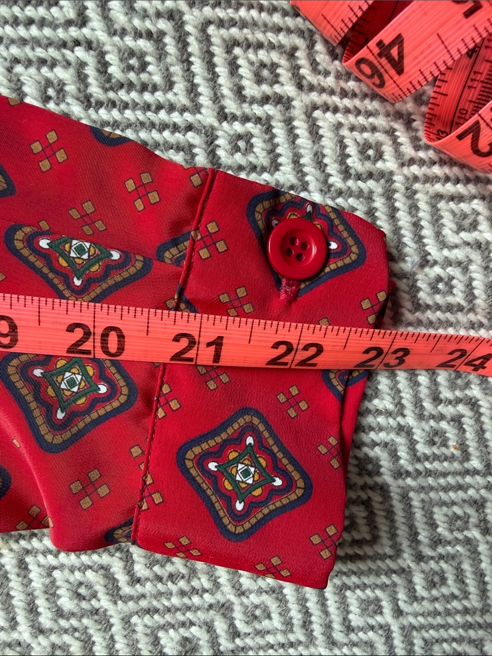 Leslie Fay Vintage Red Geometric Lightweight Shirt Jacket - Picture 7 of 11